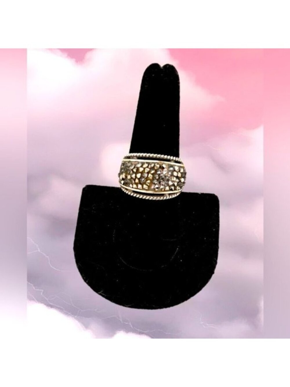 BRIGHTON | Crystal Rocks Marcasite Cocktail Ring | Size 9 Sparkle